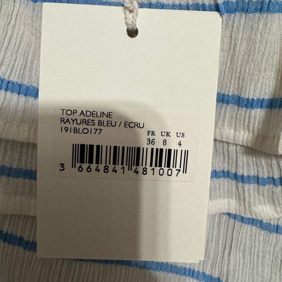 Sézane NWT Adeline striped cotton one shoulder top size 4 - Picture 7 of 7